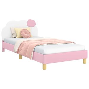 vidaXL Estructura de cama con cabecera Rosa 90 x 200 cm PU
