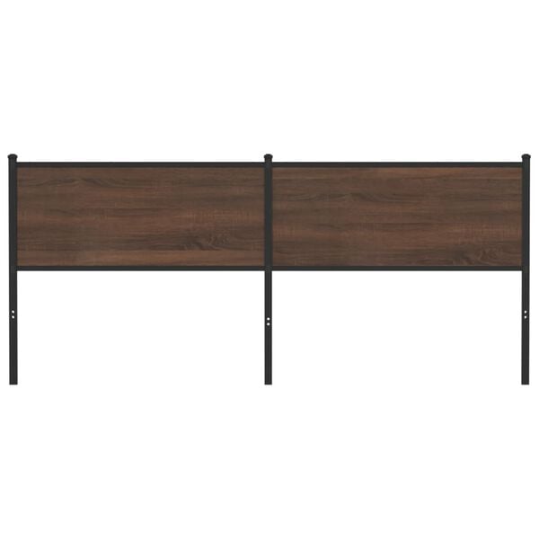 vidaXL Cabecero de repuesto de madera de ingenier&iacute;a y acero marr&oacute;n roble 200 cm