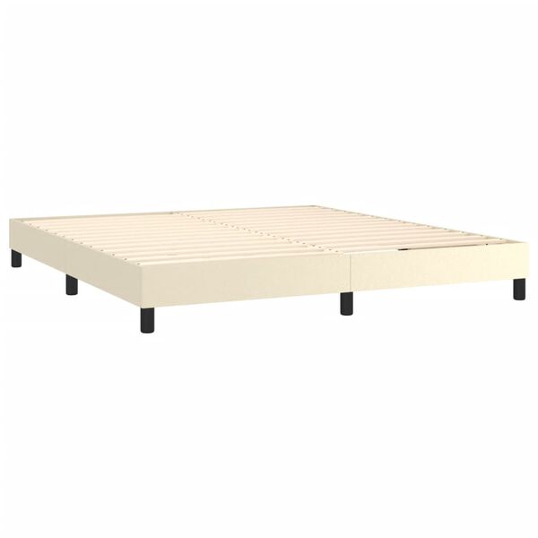 vidaXL Estructura de cama con somier cuero sint&eacute;tico crema 180x200 cm