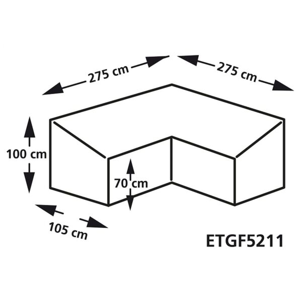 Eurotrail Funda de muebles de jard&iacute;n forma L gris 275x275x100/70 cm