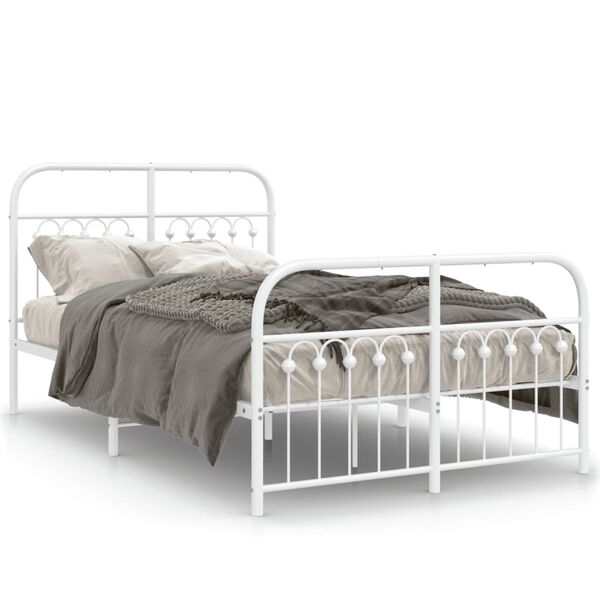 vidaXL Estructura cama sin colch&oacute;n con estribo metal blanco 120x200 cm