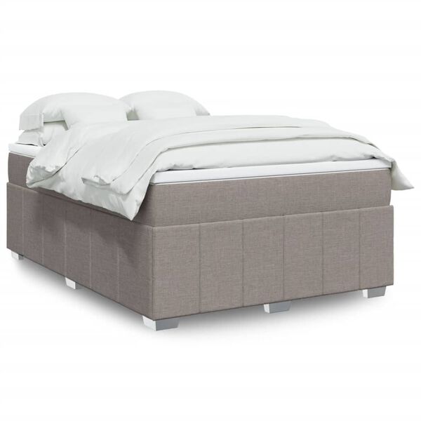 vidaXL Cama box spring con colch&oacute;n tela gris taupe 160x200 cm