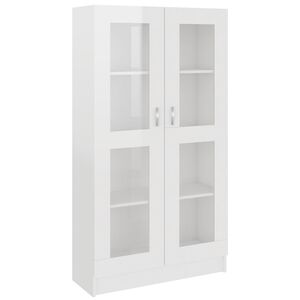 vidaXL Vitrina de madera ingenier&iacute;a blanco brillo 82,5x30,5x150 cm