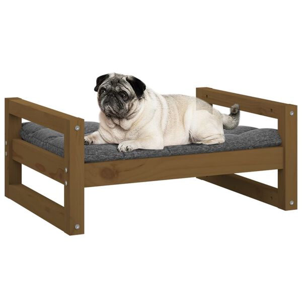 vidaXL Cama para perros madera maciza pino marr&oacute;n miel 65,5x50,5x28 cm
