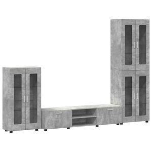 vidaXL Conjunto de mueble de TV con caj&oacute;n FLORIN Gris Concreto