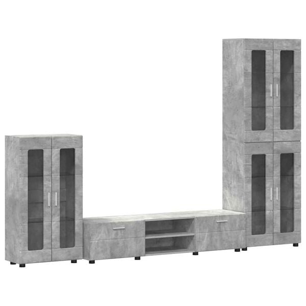 vidaXL Conjunto de mueble de TV con caj&oacute;n FLORIN Gris Concreto