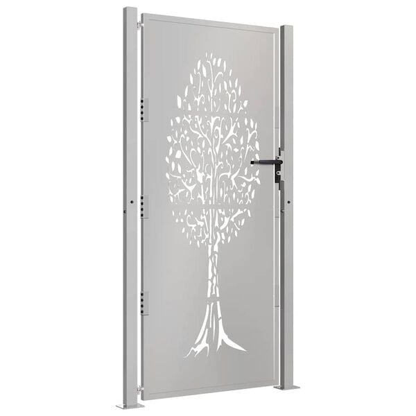 vidaXL Puerta de jardín 100x200 cm de acero corten con diseño de árbol