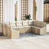 vidaXL Conjunto de sof&aacute; de jard&iacute;n 9 pcs Beige Polirat&aacute;n