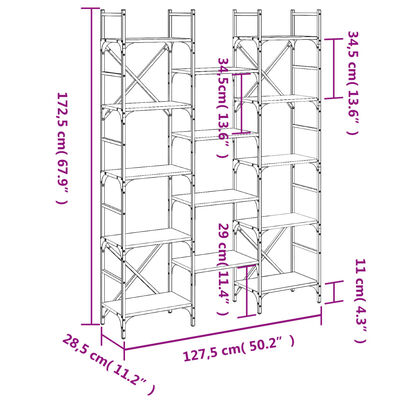 vidaXL Estantería madera de ingeniería roble Sonoma 127,5x28,5x172,5cm