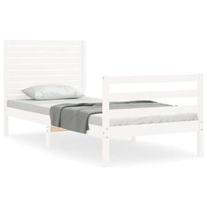 vidaXL Estructura de cama con cabecero madera maciza blanco 90x200 cm