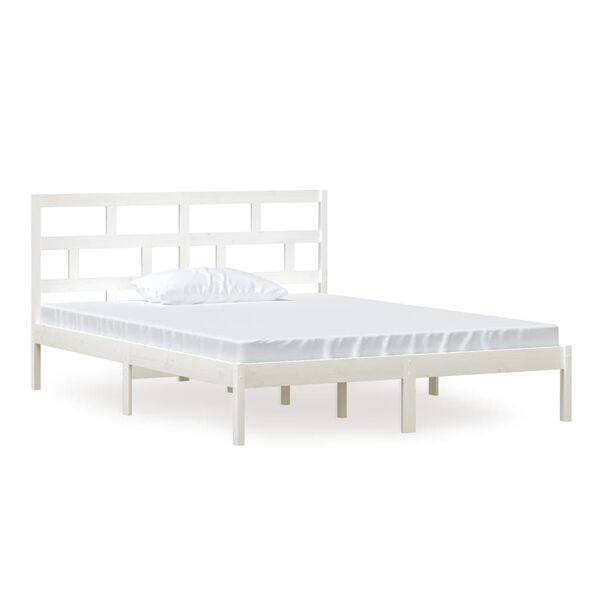 vidaXL Estructura de cama de madera maciza blanco 150x200 cm