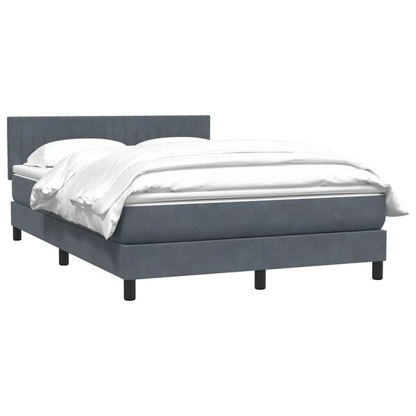 vidaXL Cama box spring con colch&oacute;n terciopelo gris oscuro 140x220 cm