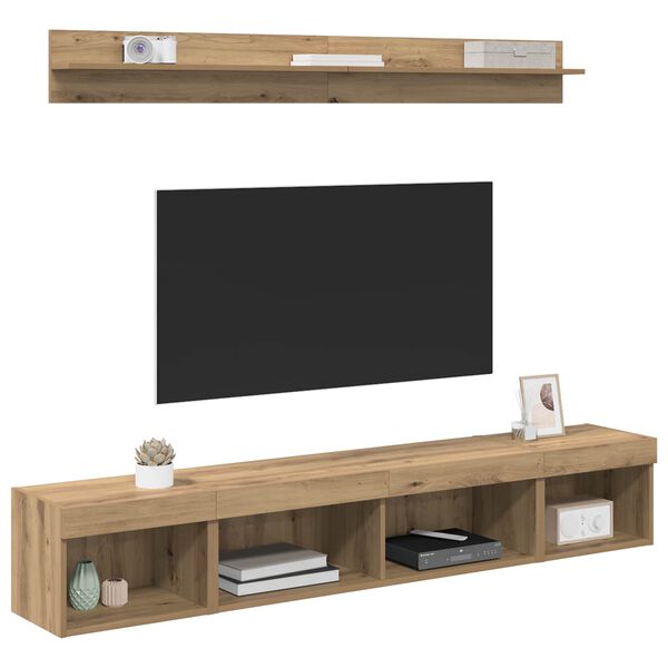 vidaXL Conjunto de mueble para TV de pared 5 pcs Roble artesanal
