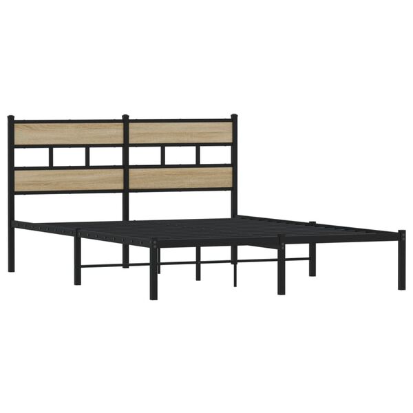 vidaXL Estructura de cama sin colch&oacute;n metal roble Sonoma 160x200 cm