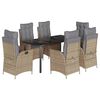 vidaXL Set comedor de jard&iacute;n 7 pzas con cojines rat&aacute;n sint&eacute;tico beige