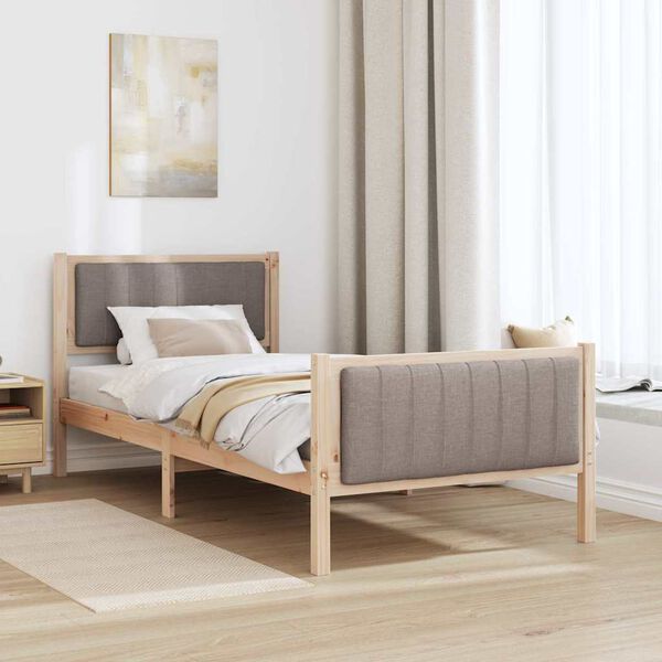vidaXL Estructura de cama con cabecera Marr&oacute;n y taupe 90 x 200 cm