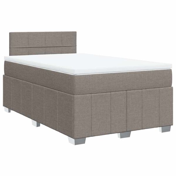 vidaXL Cama box spring con colch&oacute;n tela gris taupe 120x200 cm