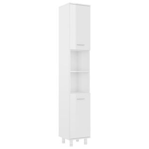 vidaXL Armario de ba&ntilde;o madera contrachapada blanco brillo 30x30x179 cm
