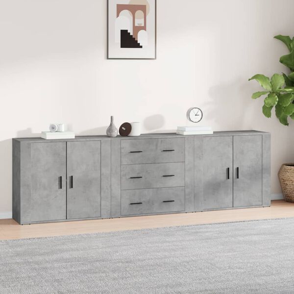 vidaXL Aparadores 3 piezas madera contrachapada gris cemento