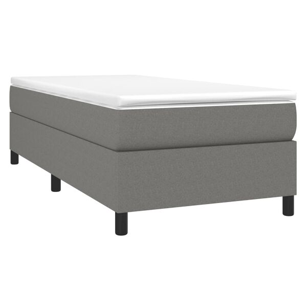 vidaXL Cama box spring con colch&oacute;n tela gris oscuro 80x200 cm