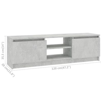 vidaXL Mueble para TV de aglomerado gris hormigón 120x30x35,5 cm