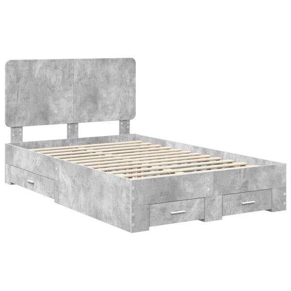 vidaXL Estructura de cama con cabecera Gris Concreto 120 x 190 cm
