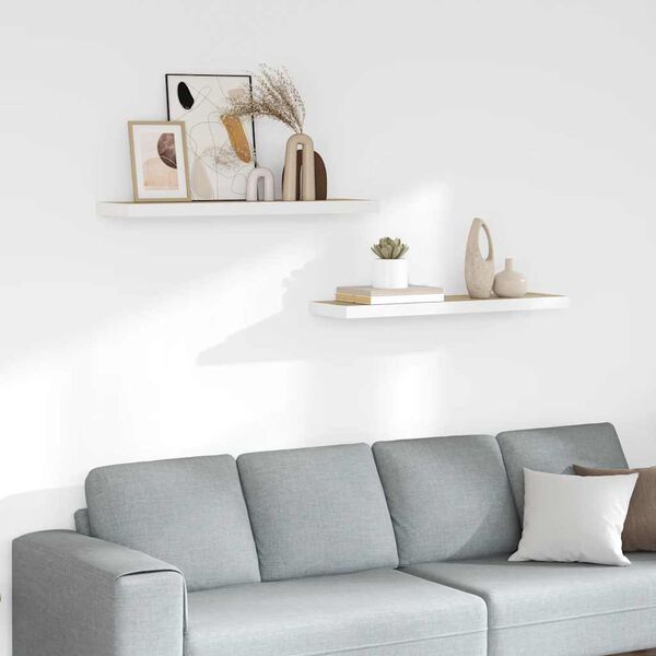vidaXL Estante flotante pared 2 uds blanco y roble MDF 90x23,5x3,8 cm