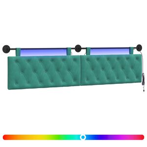 vidaXL Cabecero colgante Con luz LED Tuquesa Terciopelo