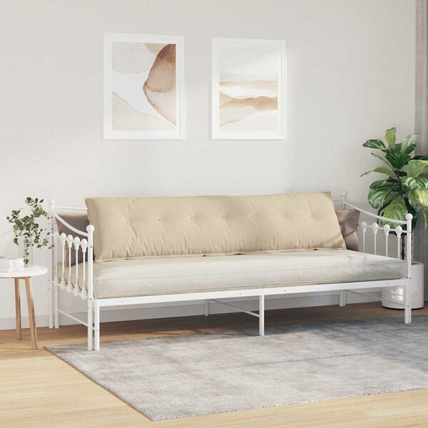 vidaXL Coj&iacute;n de Espalda Crema 200 x 50 cm Tela de microfibra