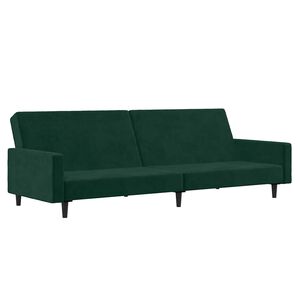 vidaXL Sof&aacute; cama de 2 plazas terciopelo verde oscuro