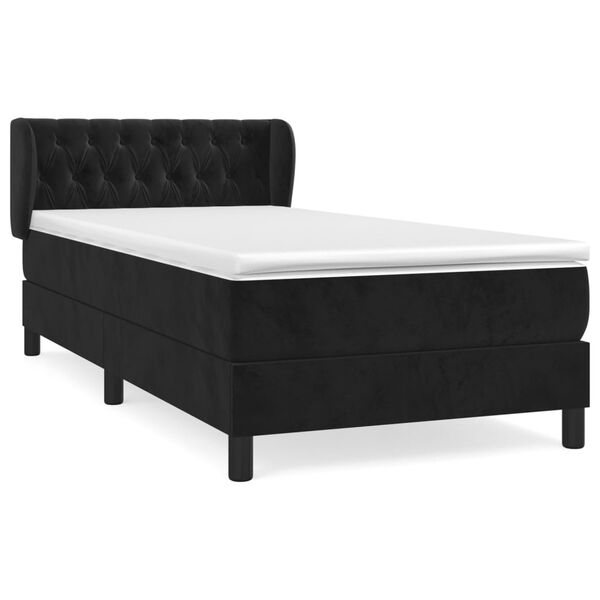 vidaXL Cama box spring con colch&oacute;n terciopelo negro 90x200 cm