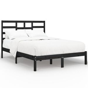 vidaXL Estructura de cama sin colch&oacute;n madera maciza negro 140x190 cm