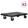 vidaXL Soportes con ruedas 2 uds polipropileno negro 58x38x12 cm