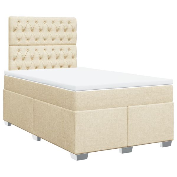 vidaXL Cama box spring con colch&oacute;n tela color crema 120x190 cm