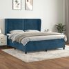 vidaXL Cama box spring con colch&oacute;n terciopelo azul oscuro 160x200 cm