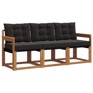 vidaXL Conjunto de sof&aacute;s de exterior 3 uds. Natural y negro