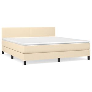 vidaXL Cama box spring con colch&oacute;n tela color crema 180x200 cm