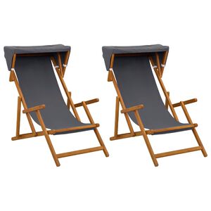 vidaXL Silla de terraza 2 pcs 3 Posici&oacute;n Madera de Eucalipto Maciza