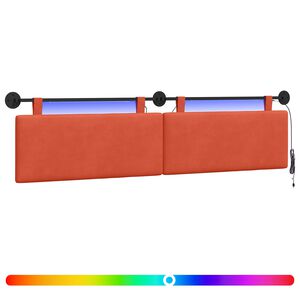 vidaXL Cabecero colgante Con luz LED Rojo Naranja Tela de Pana