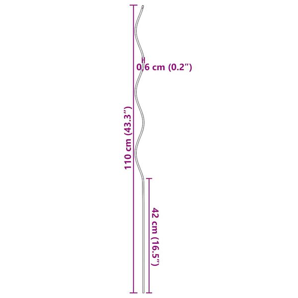 vidaXL Soporte para planta espiral 20 unidades 110cm acero galvanizado