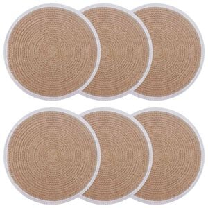 vidaXL Manteles de yute 6 uds. Natural y Blanco 100% yute tosas