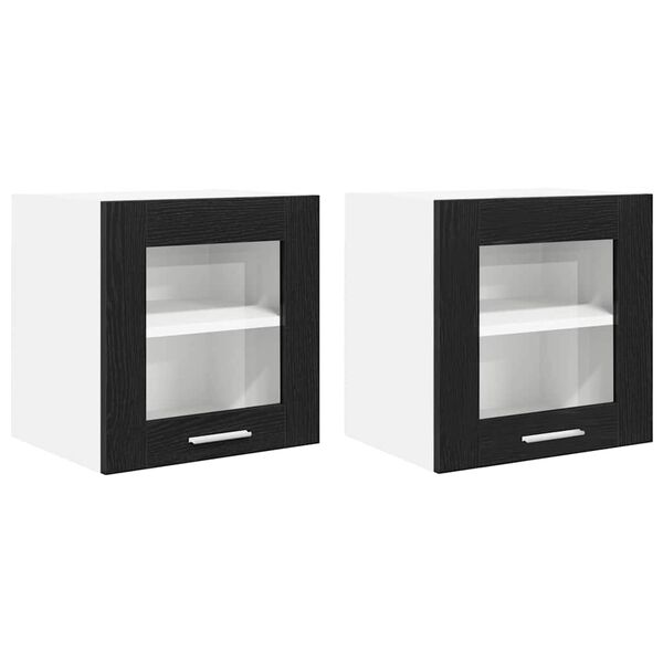 vidaXL Mueble colgante con puerta 2 pcs Roble Negro 40 x 31 x 40 cm