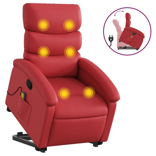 vidaXL Sill&oacute;n reclinable de masaje de pie cuero artificial rojo
