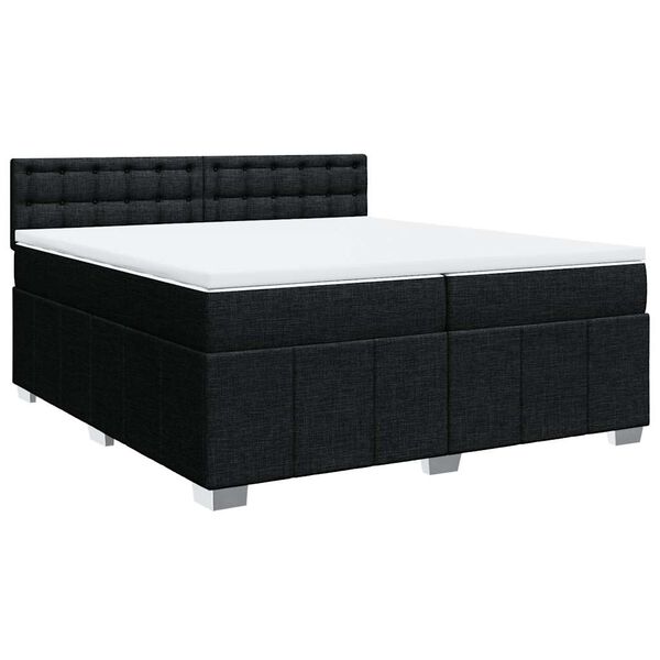 vidaXL Cama box spring con colch&oacute;n tela negro 200x200 cm