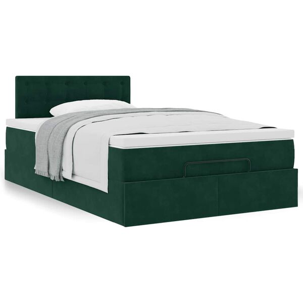 vidaXL Estructura cama otomana colch&oacute;n terciopelo verde oscuro
