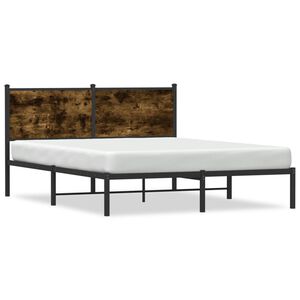 vidaXL Estructura de cama sin colch&oacute;n metal roble ahumado 140x200 cm