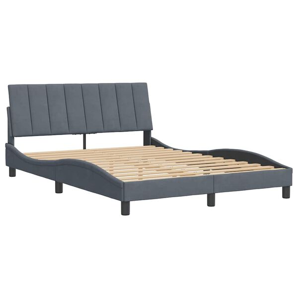 vidaXL Estructura de cama sin colch&oacute;n Hanko terciopelo gris oscuro 120x200cm