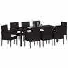 vidaXL Conjunto de Comedor de Jard&iacute;n 9 pcs Negro rat&aacute;n sint&eacute;tico