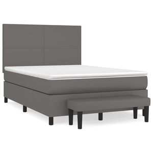 vidaXL Cama box spring con colch&oacute;n cuero sint&eacute;tico gris 140x190 cm