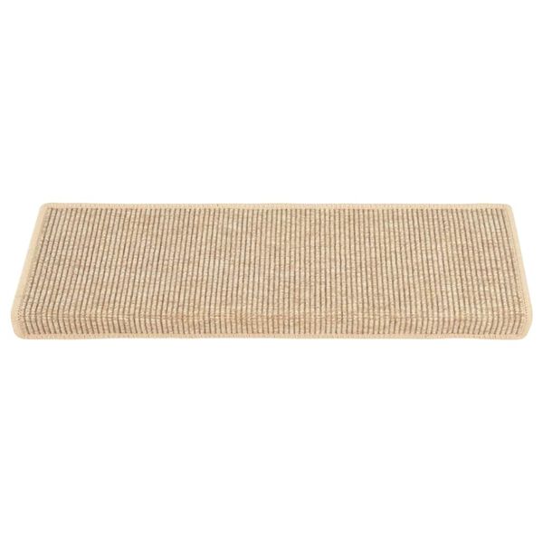 vidaXL Alfombrillas para escaleras 15 unidades 65x21x4 cm Beige claro Borde rectangular